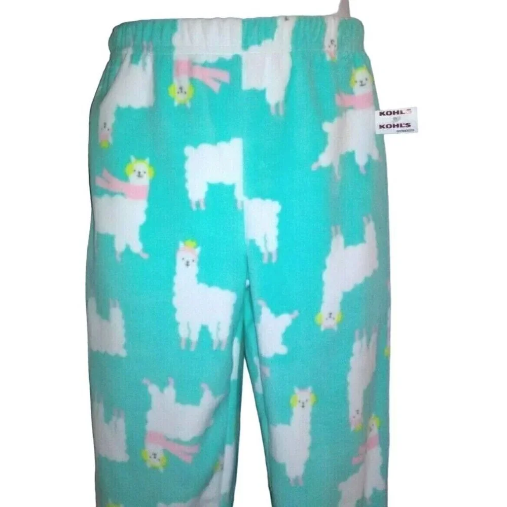 Carter's Girls Fleece Pajamas Pants Size 5 Liama Green White